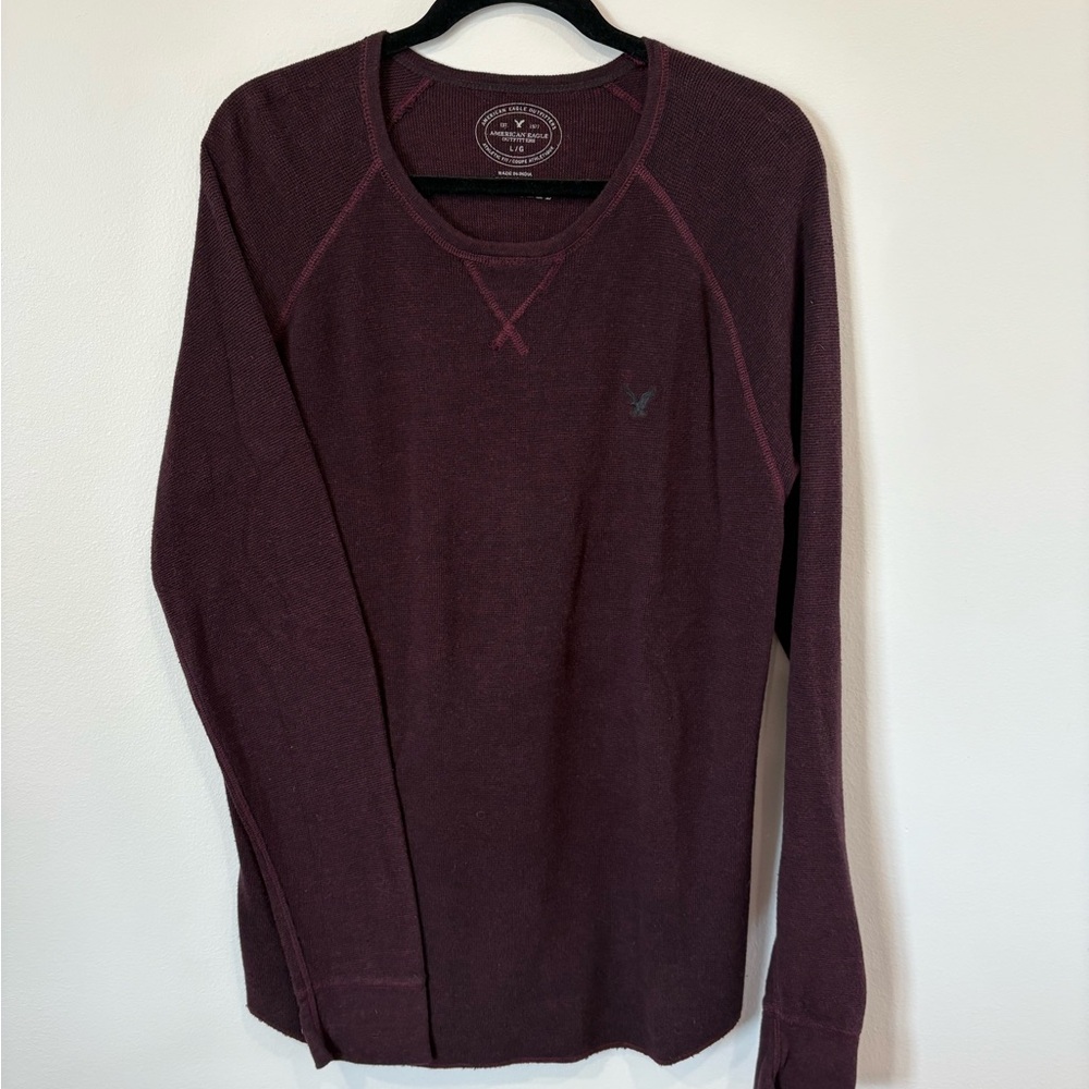 American Eagle Outfitters Men's Dark Red Crewneck Sweater